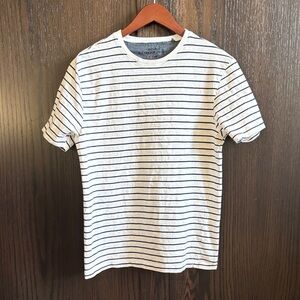 Alexander Julian White Tee with Navy Horizontal Stripes